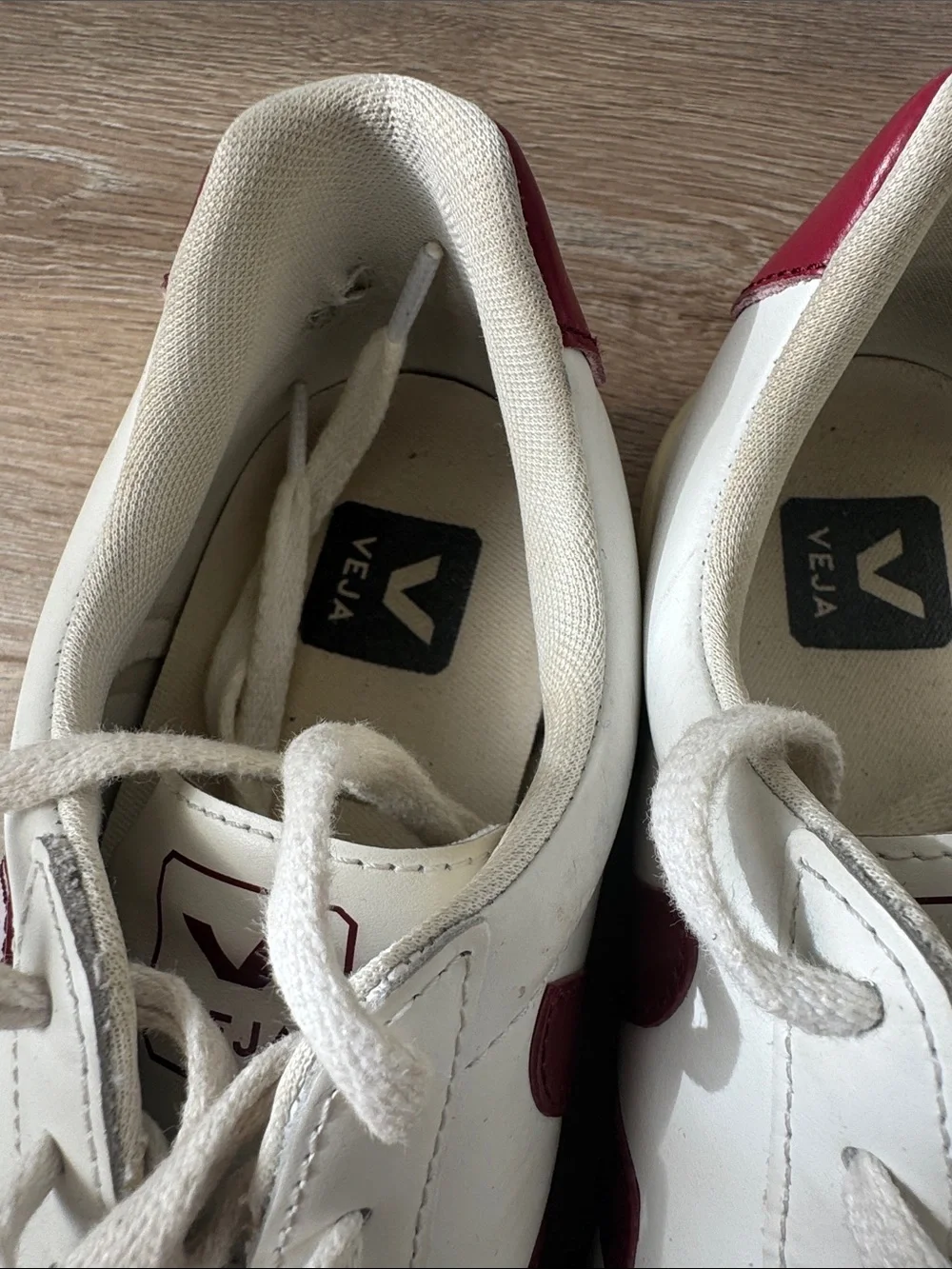 Veja White Sneakers with‎ Red Accents